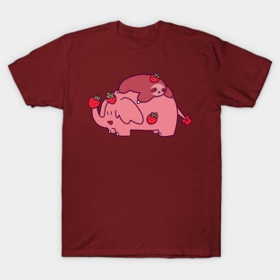 Strawberry Sloth and Elephant T-Shirt